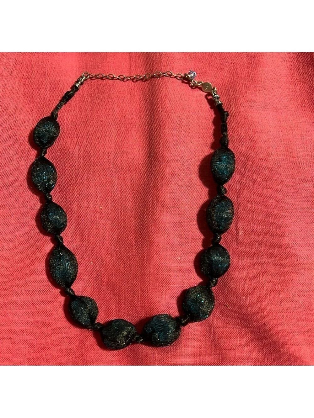 LORI FRANTZ KOENIG necklace. Turquoise stones in black knit fabric. Stunning